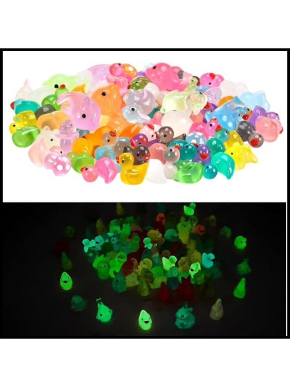 Mini Resin Animal Figurines 100 Pcs Luminous Glow in Dark Dollhouse Decor